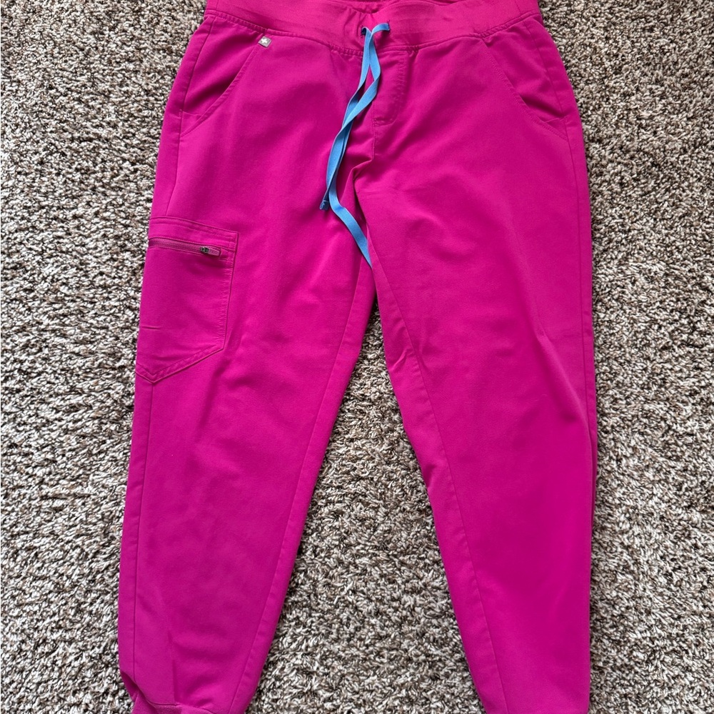 Figs MP Magenta Joggers with Blue Drawstring